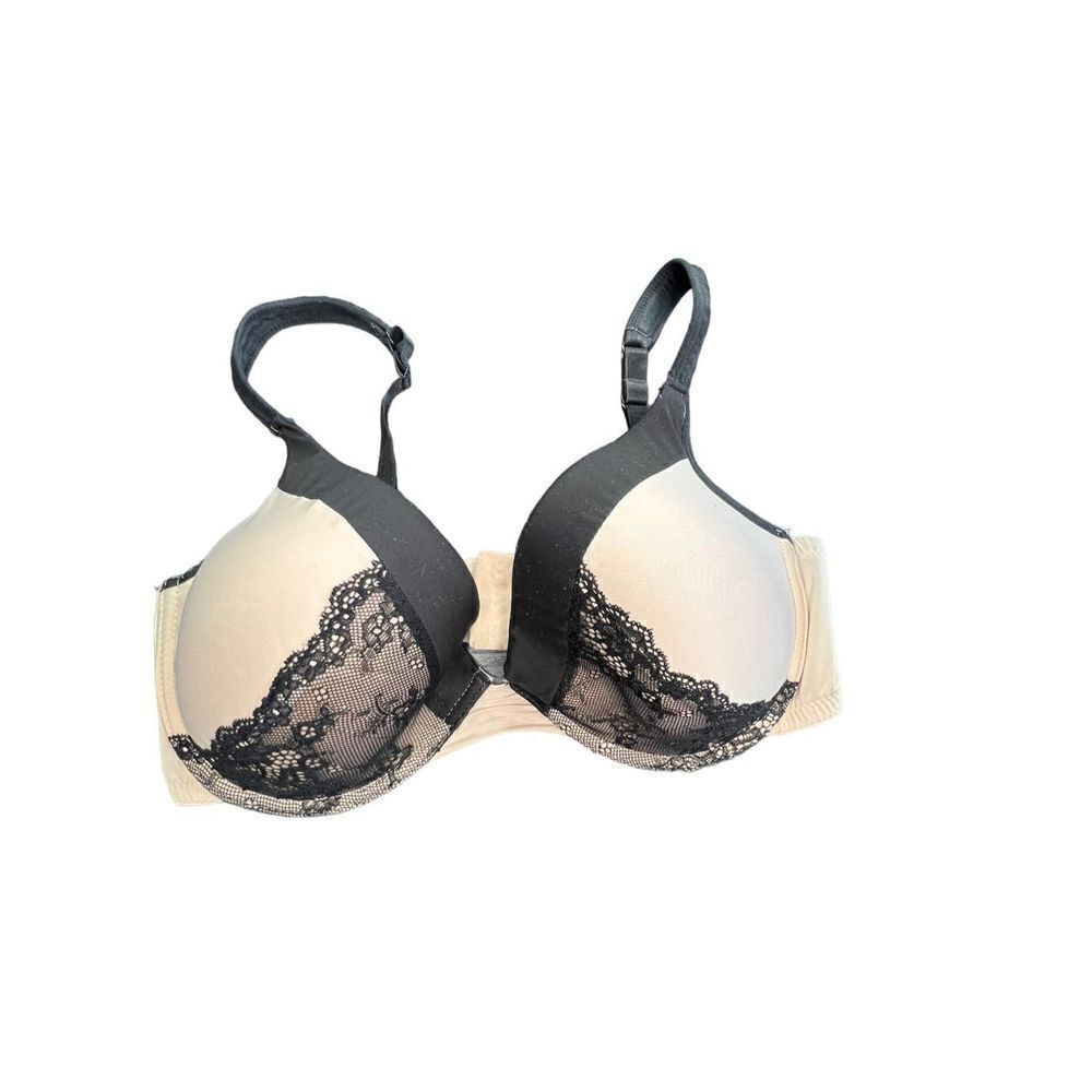 ABS Nude Padded Underwire Bra With Black Lace Detail